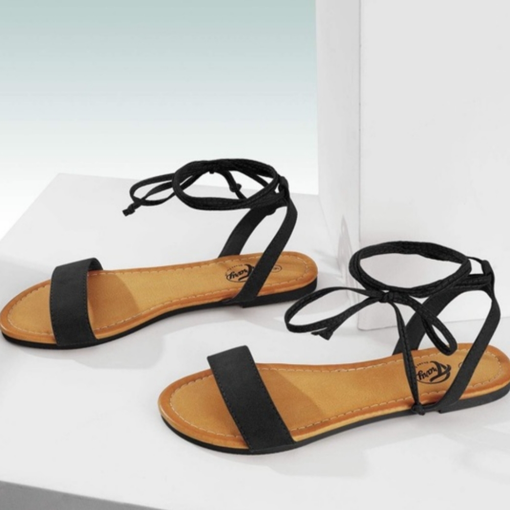 Lace open ankle sandals